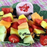 Mini Fruit Kabobs with Chunky Strawberry Yogurt Dip