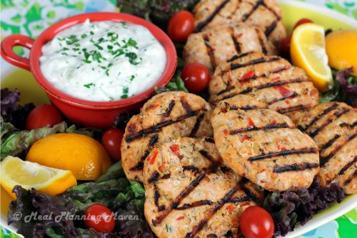Grilled Salmon Burgers with Raita
