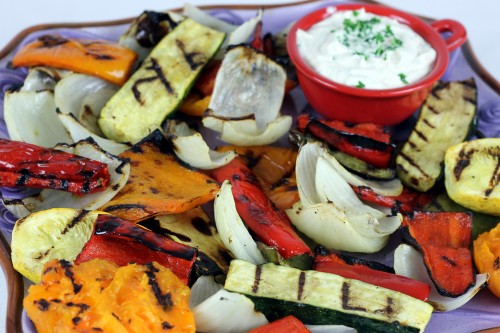 Grilled Vegetables with Yogurt-Tahini Dip