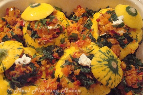 Veggie Stuffed Pattypan Squash with Tomato Basil Coulis