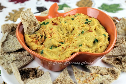 Butternut ‘n Pumpkin Hummus with Pita Chips